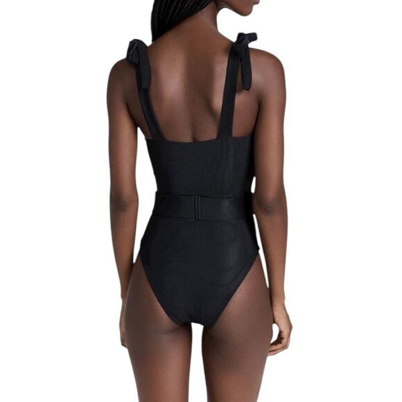 Beach Riot Women's Black Sydney Belted One Piece Swim Bathing Suit NWT US Medium - Picture 7 of 10